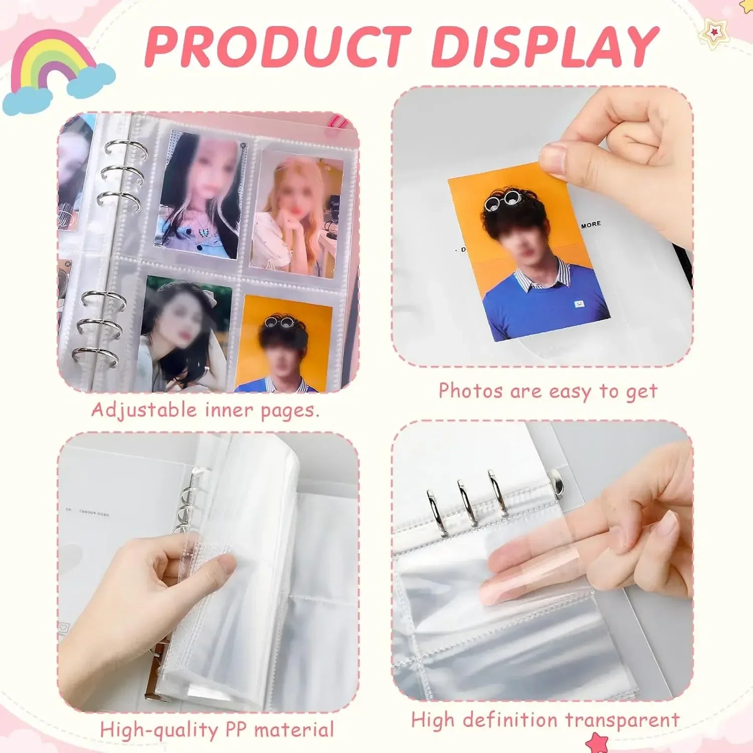 1-4 Grids A5 Kpop Photocards Sleeves Photo Album Page Protector High Definition Transparent Photo Album Photocard Binder포토카드 바인더