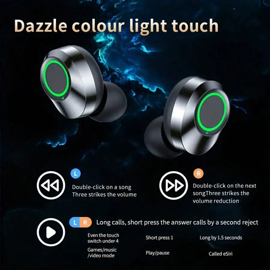 A Pair Of True Wireless Earbuds With Digital LED Battery Display, TWS In Ear Headphones With ENC Noise Reduction Function, Built-In Condenser Microphone, Sports And Fitness Headphones, Deep Bass, Type-C Rechargeable Case, Lit