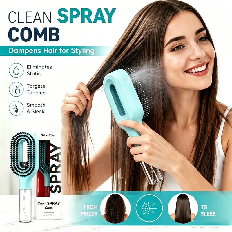 Refillable Spray Hair Comb Anti Static Detangling Brush Eliminate Frizz Tangles Portable Hair Styling Water Spray Brush For All Hair Types