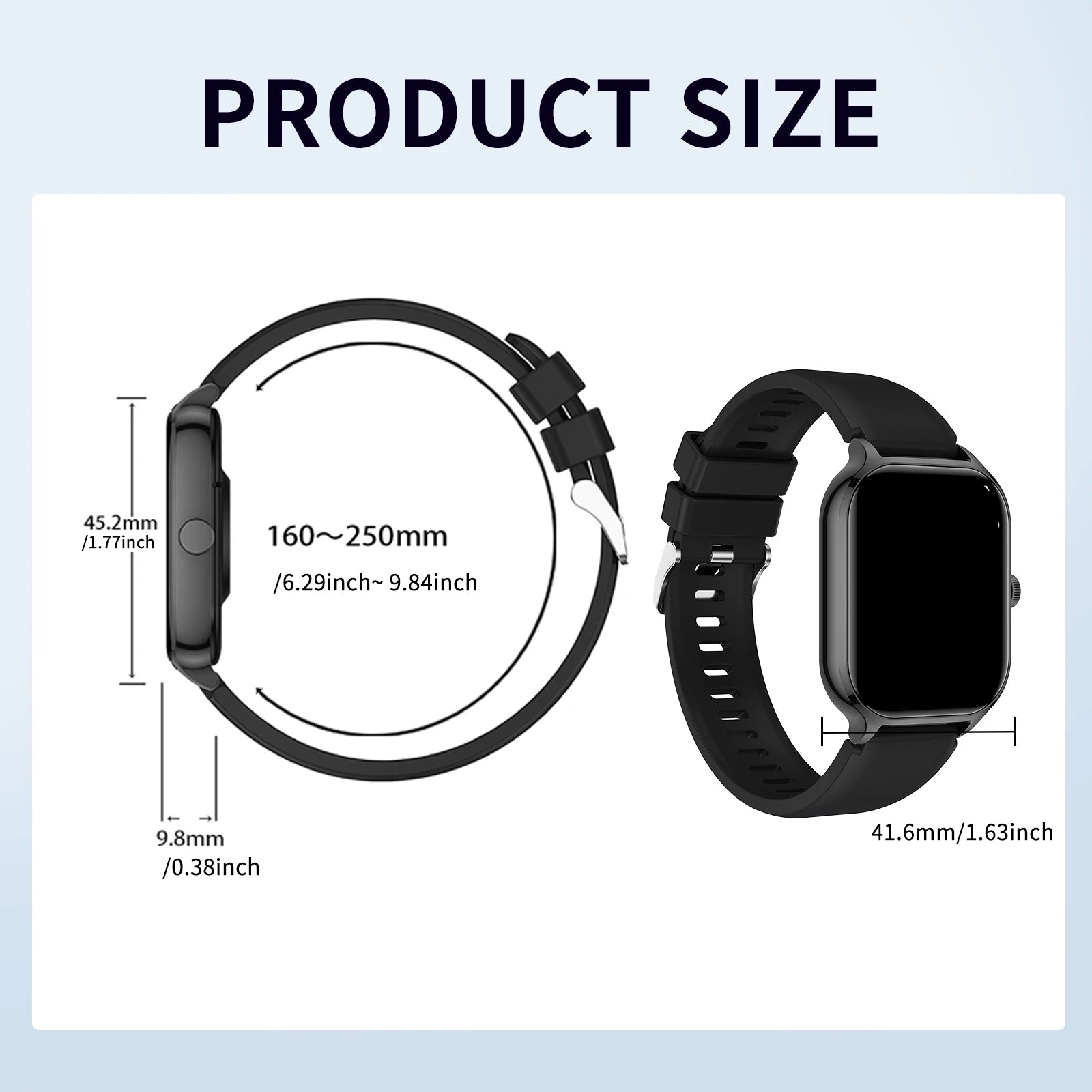 Smart Watch Wireless Calling/Dial Sport Mode Calling Reminder and Rejection Fitness Monitoring for IPhone/Android