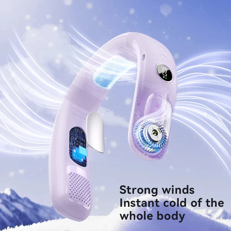 N90 Neck Fan Semiconductor Cooling 5-Speed Bladeless Wearable Fan USB Rechargeable Portable Outdoor Travel Camping