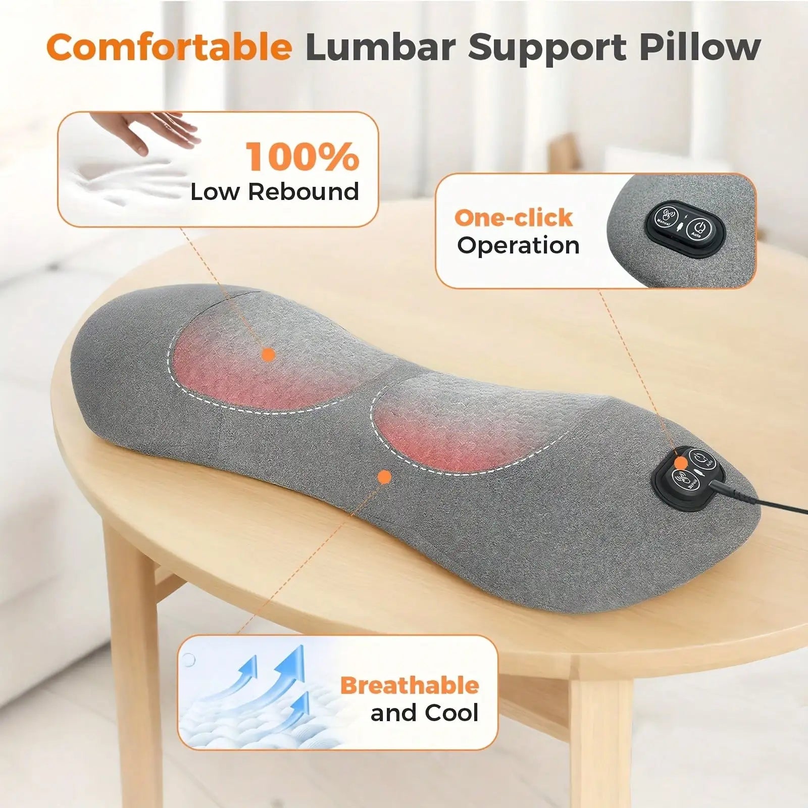 3-In-1 Back & Neck Massager With Heating, Vibration & Air Compression - Back Support Pillow, Ideal Gifts For Parents Home/Office
