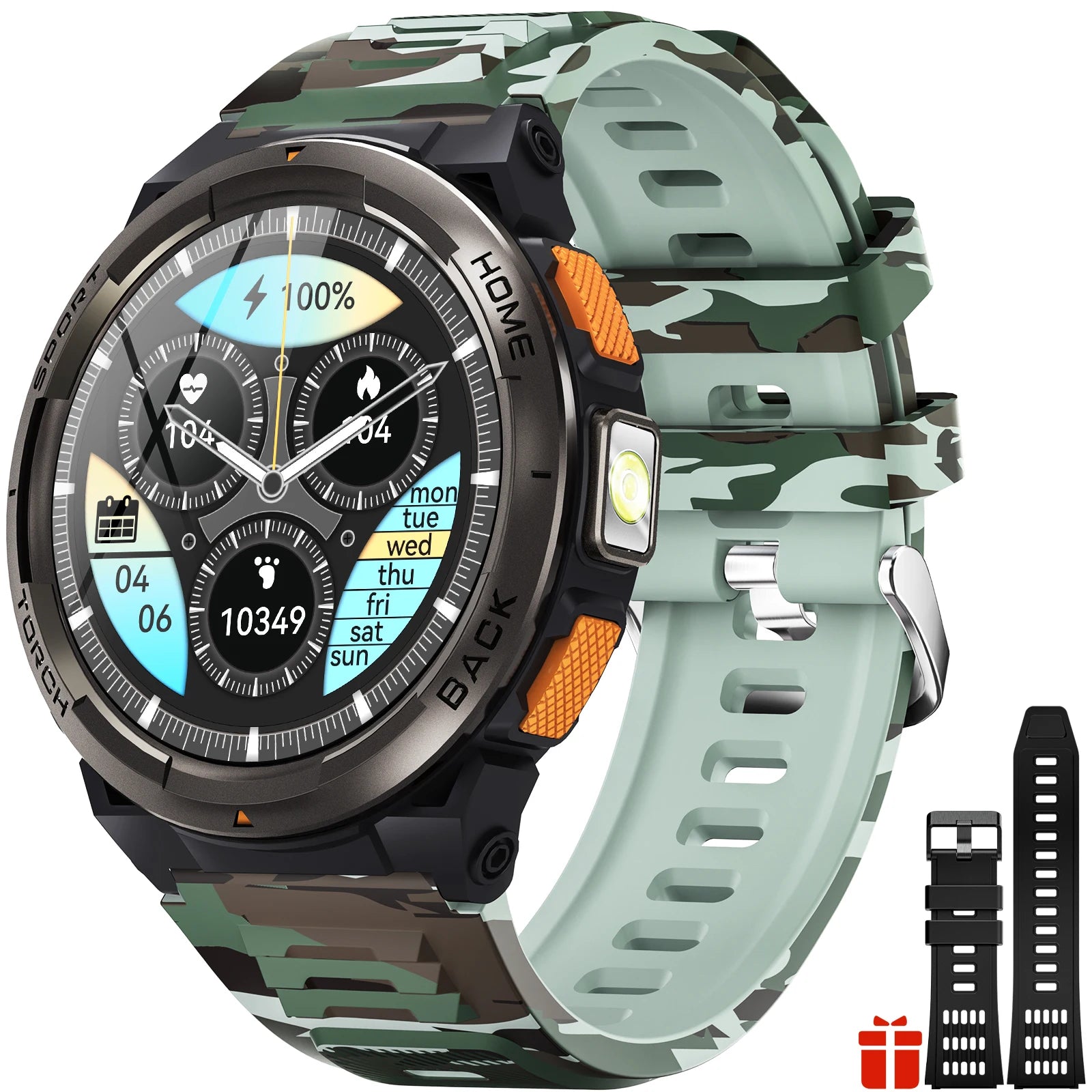 EIGIIS 1.45 Inch Smart Watch KE5 3ATM Waterproof Original Design Sports Watch With Compass And Altitude Barometer LED Flashlight