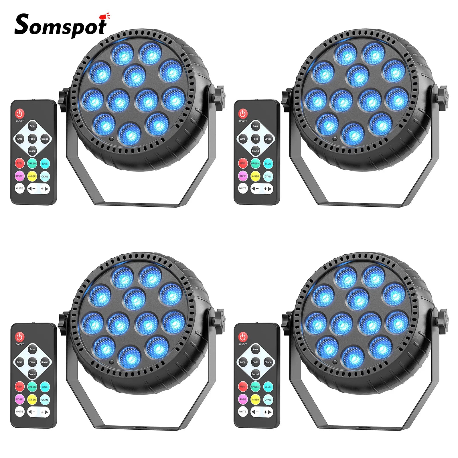 Somspot Mini 4/8PCS LED RGB Par Lights Remote & DMX Control Stage Light Effect Projector for Church Wedding Party Club Music Liv