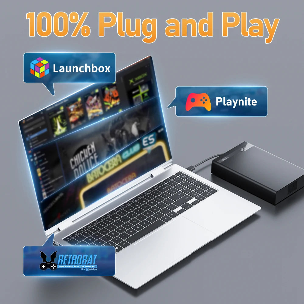 500G Retro Gaming HDD Video Game Console Retrobat＆Playnite＆Launchbox OS for XBOX/PS3/PS2/Switch/Wii/WiiU/DC/NES with 38200+Games