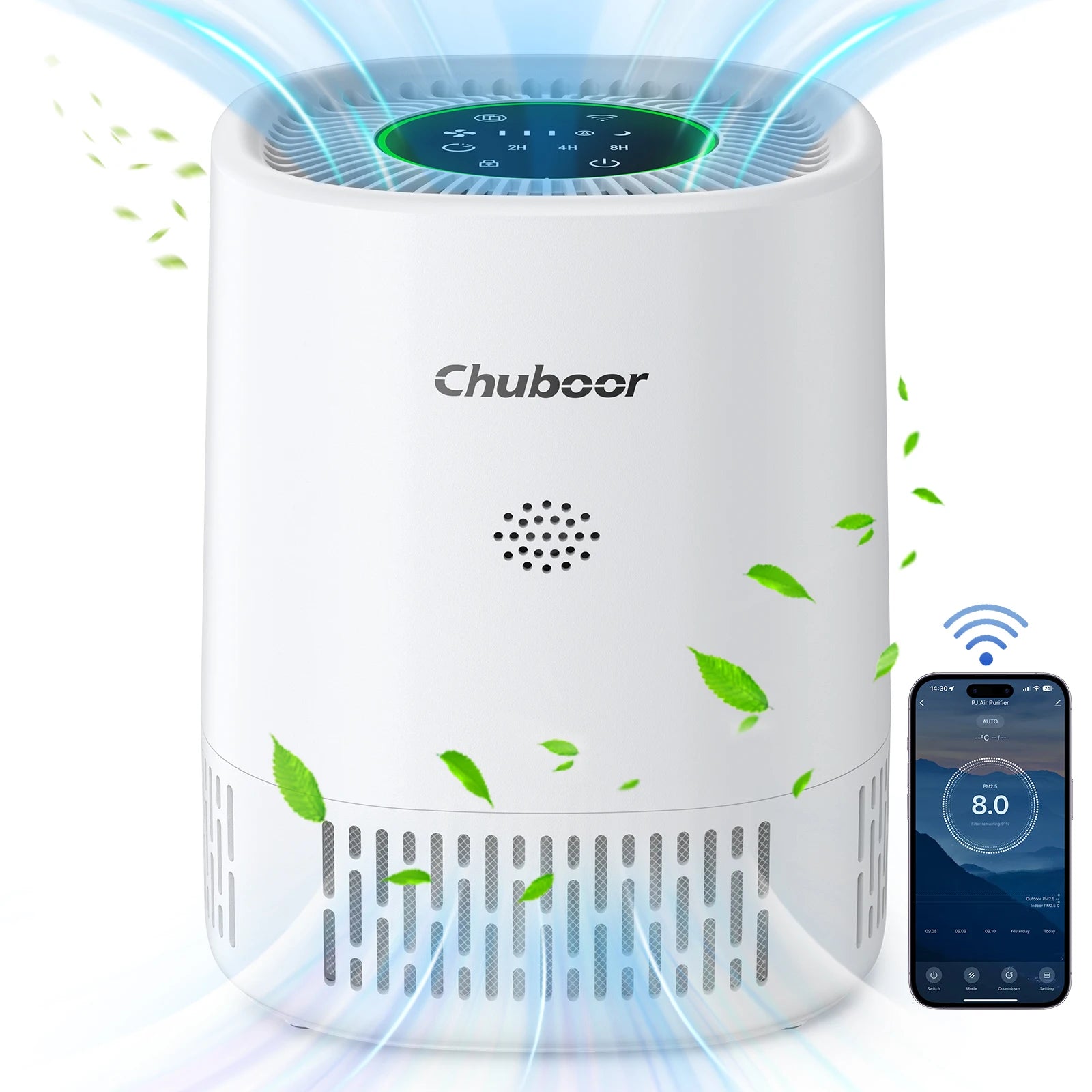 Chuboor Air Purifiers for Bedroom Home ,Filter Cleaner with Sponge Filters Smoke Allergies Pet Dander Odor Dust, Office, Desktop
