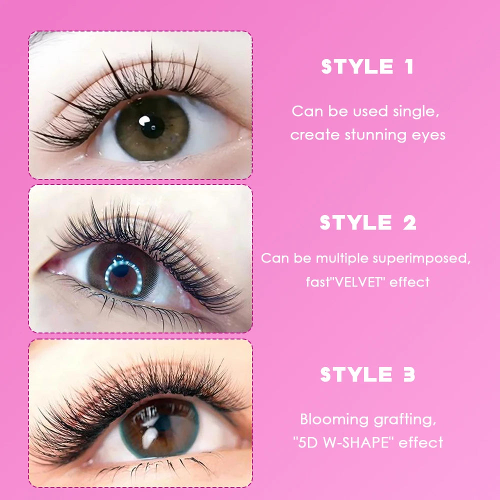 New Style 5D Flora Lashes Extension Mix Length C D Curl Flower Eyelash Premade Wet Look Closed Fan Spikes Lash from MASSCAKU