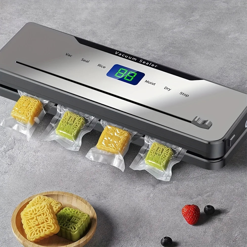 Automatic Vacuum Sealer Machine 5 Modes Dry Moist Rice Seal with Built-in Cutter, Compact One Touch Food Sealer for Sous Vide & Wet Dry Food Storage, Include 20Pcs Vacuum Sealer Bags