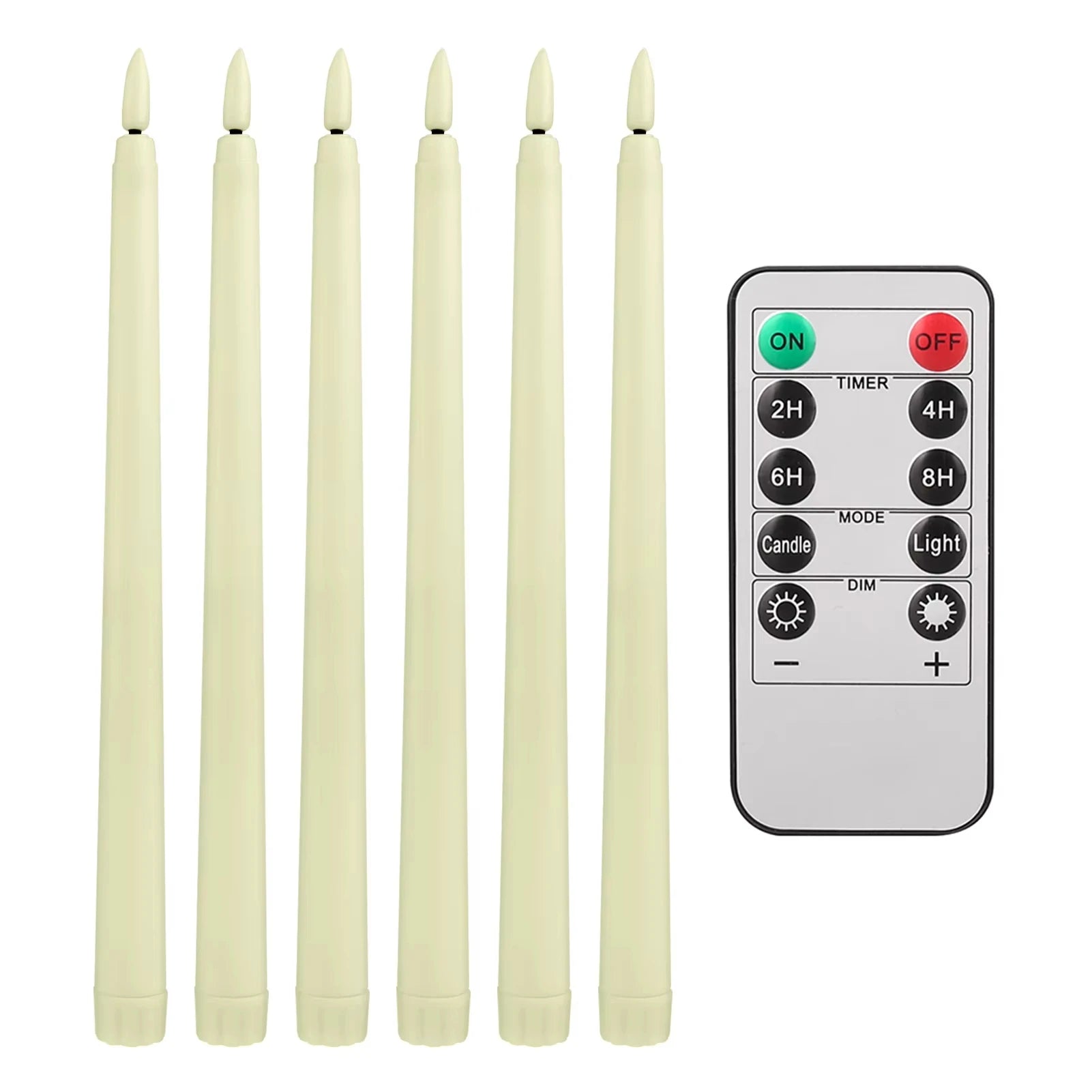 LED Flameless Taper Candles Flickering with 10-Key Remote 11" Battery Operated Ivory Candlesticks Christmas Home Wedding Decor