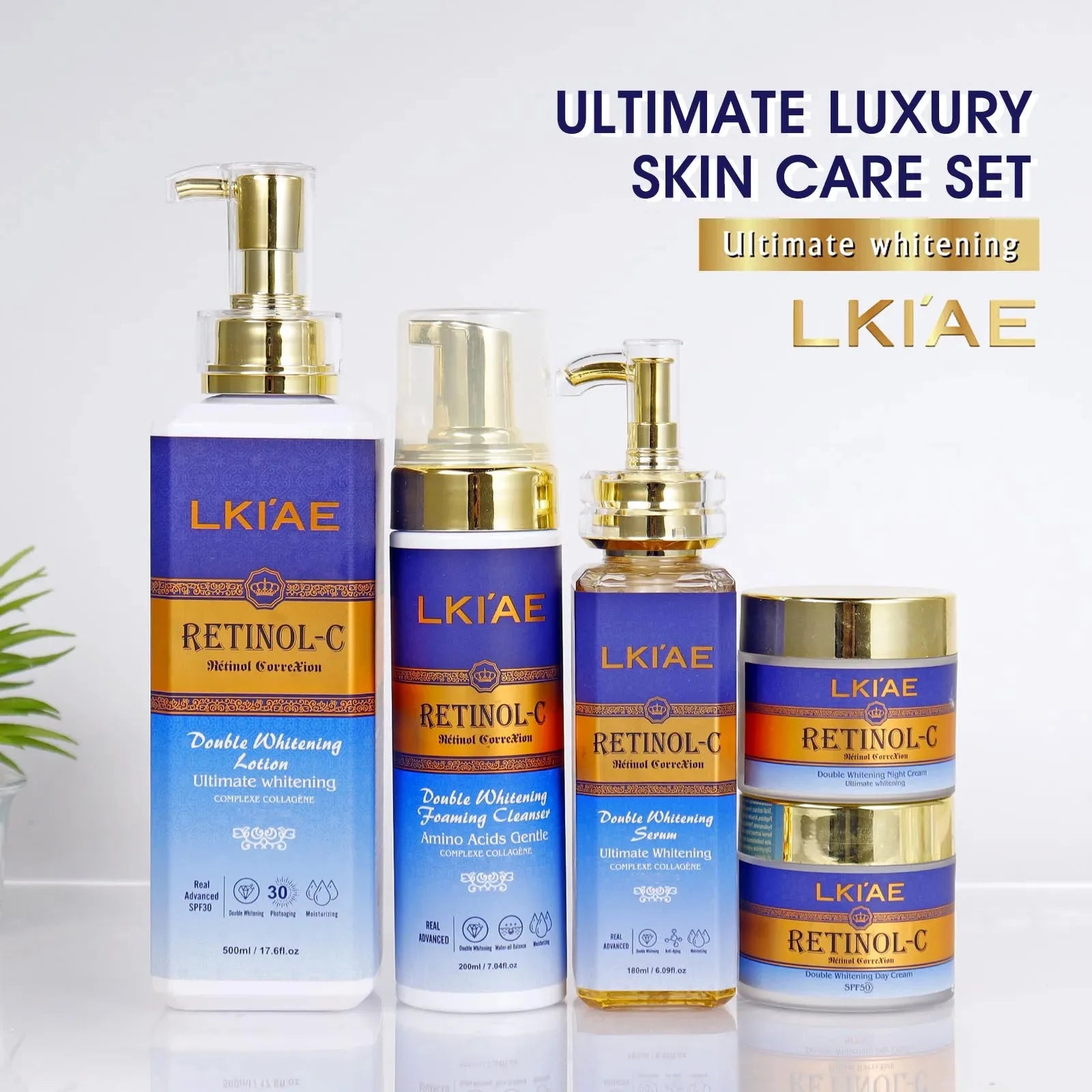 LKIAE Retinol Whitening Skin Care Set, Moisturizing, Reduce Wrinkles, Fine Lines, Dark Spots, With Collagen, Snail Extract