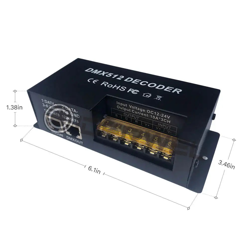 4 & 3 Channel RGBW DMX Decoder with RJ45 and XLR plug & DMX512 Dimmer Driver 20A  for DC12-24V PWM LED Strip Light Controller