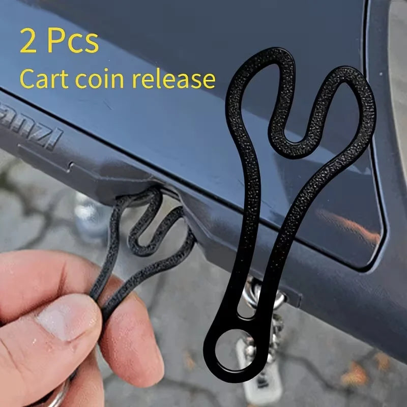 2Pcs Shopping Cart Token Keychain - Supermarket Trolley Unlocking Tool, 3D Plastic, Portable & Reusable, Compact Sturdy Design
