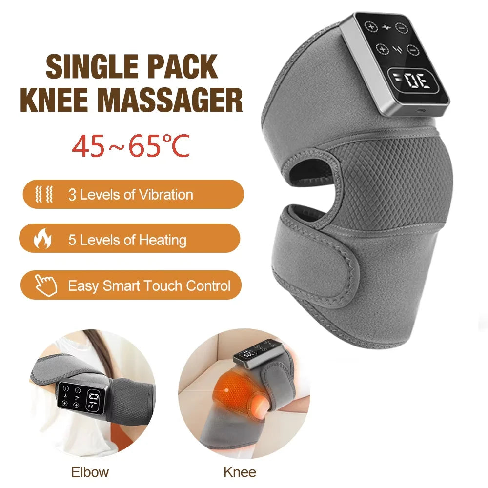 3-in-1 Electric Heating Knee Pad Massager for Shoulder Elbow 5-level Vibration Hot Compress Cordless Massage Muscle Joint Relax
