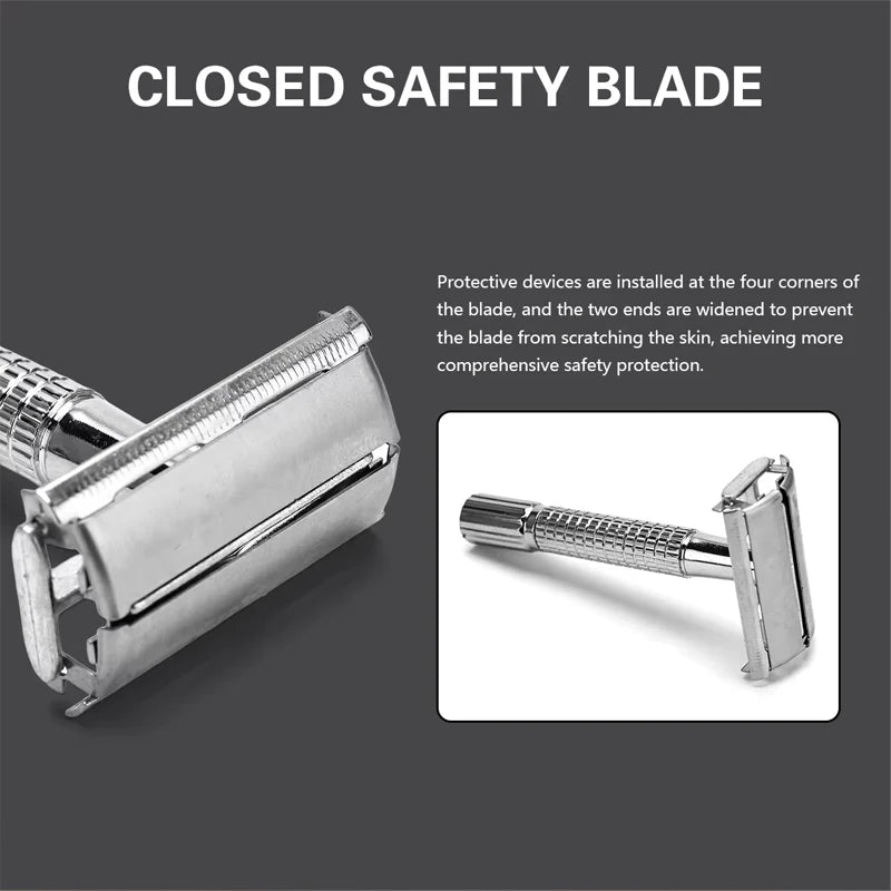 Double Edge Safety Razor for Unisex Safety Razor with a Delicate Box Holder With Blade Professional Barber Styling Accessories