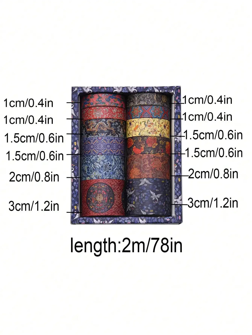 12 Rolls/Box, Retro Landscape Washi Tape, Creative Floral Mountain Crane Print Design Sticker Rolls, Scrapbook And Gift Wrapping Decoration DIY Masking Tape