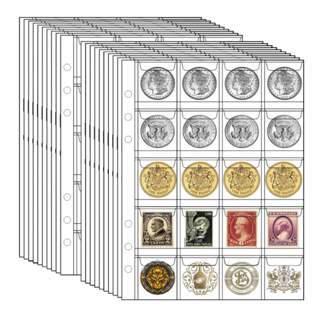 10 pieces of PVC film with 200 compartments, suitable for storing commemorative coins, coins, and small accessories