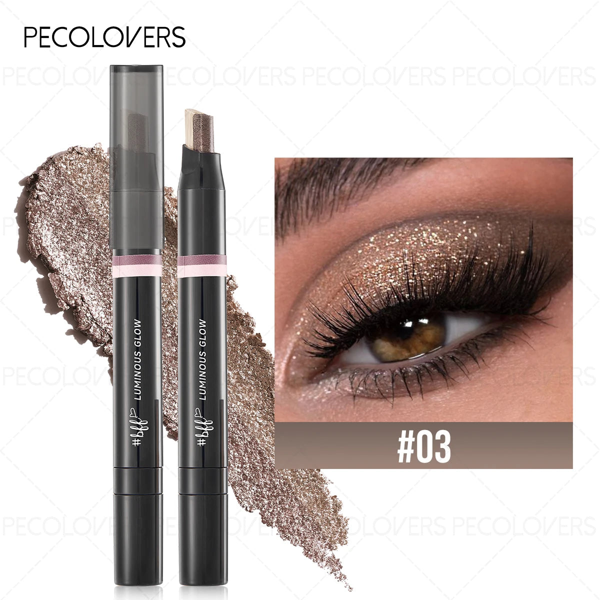 1PC Glitter Double Color Eyeshadow Stick Metallic Gradient Waterproof Two Tone Long Lasting Shimmer Shadow Pen 2 in 1 Eye Makeup