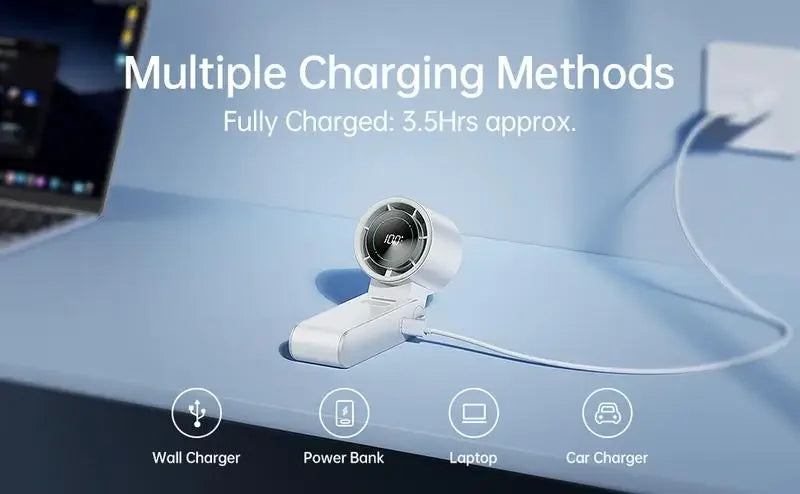 3-in-1 Fan, 5-speed, 3600mAh Rechargeable Lithium Battery, USB Charging, Travel Mini Fan