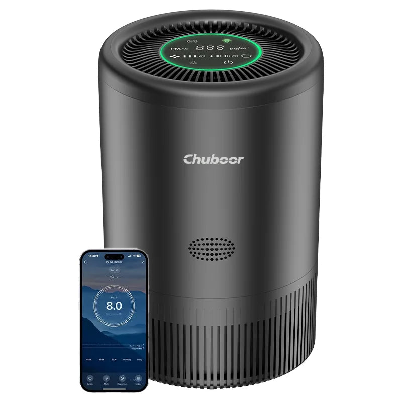 Chuboor Smart Air Purifier for Bedroom Home, App/Alexa Control,PM2.5 Monitor HEPA Air Purifier for Bedroom Living Room for Pets