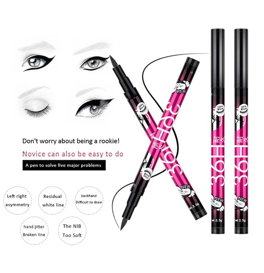 Black Liquid Eyeliner Waterproof Eyeliner Pencil 36H Long-Lasting Liquid Eye Liner Pen Quick-Dry No Blooming Cosmetics Tool
