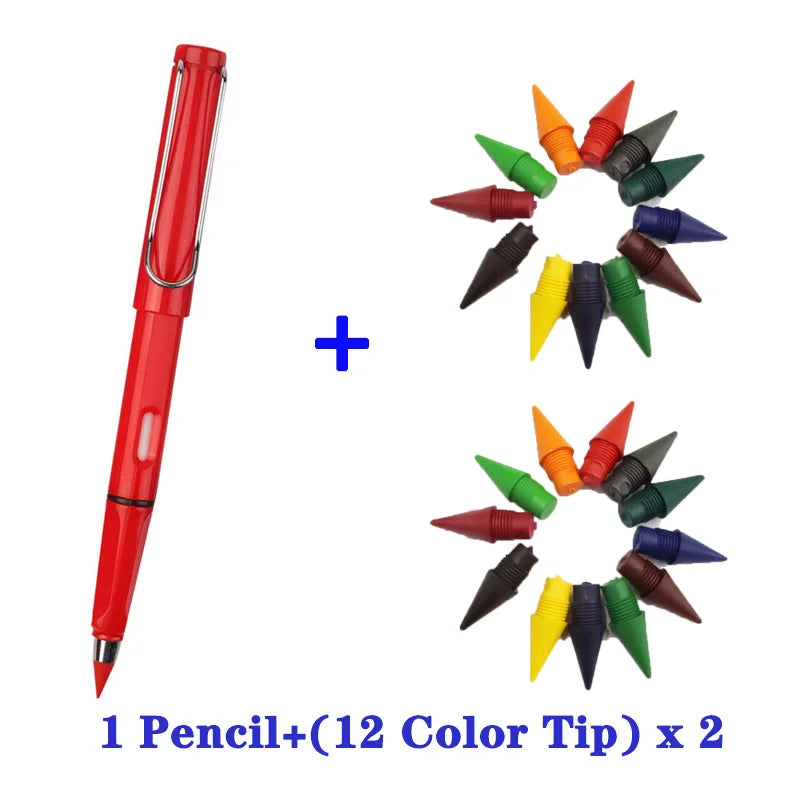 New Technology 12 Color Infinity Pencils No Ink Kawaii Unlimited Pencil School Kids Art Color Sketch Painting Stationery