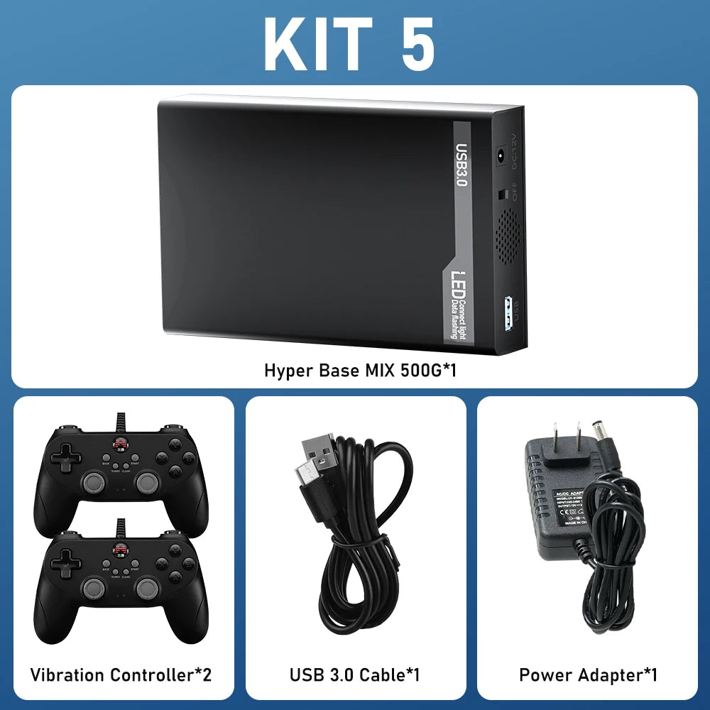 500G Retro Gaming HDD Video Game Console Retrobat＆Playnite＆Launchbox OS for XBOX/PS3/PS2/Switch/Wii/WiiU/DC/NES with 38200+Games