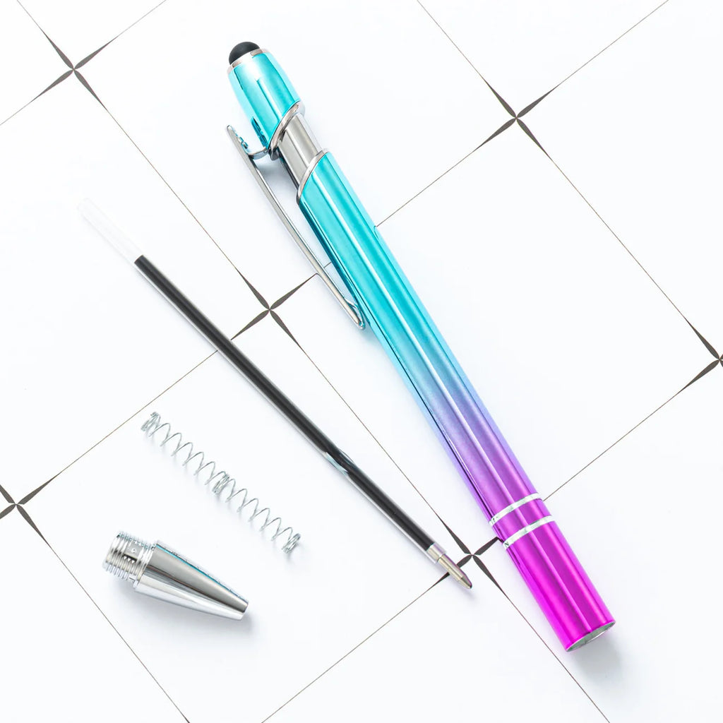 Ellen Brook 1 PCS Stationery Office School Supplies Gradient Color Press Touch Screen Ballpoint Pen Cute Metal Pens