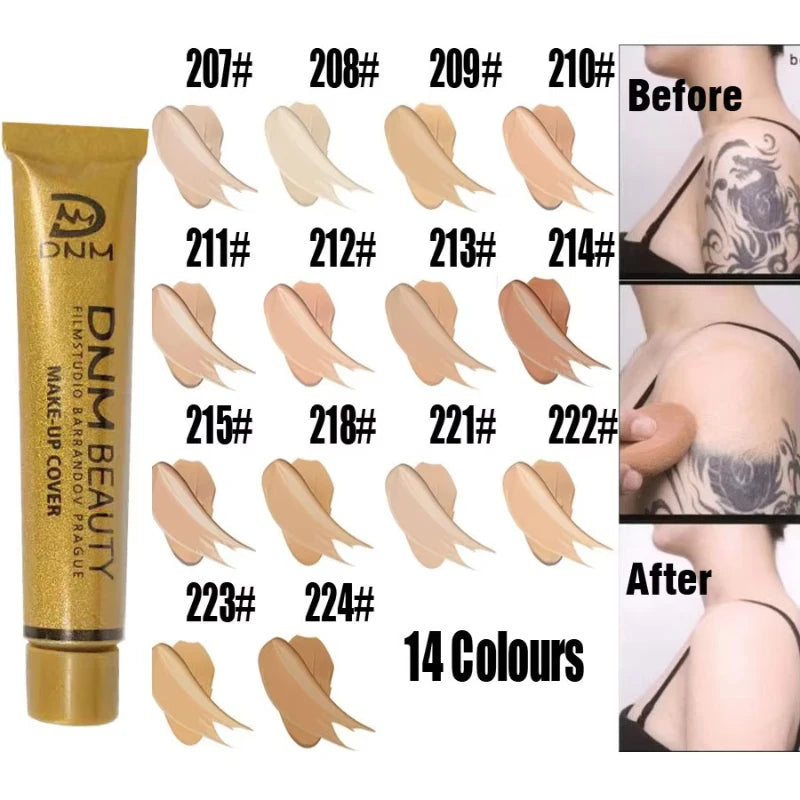 Gold Tube Full Coverage Concealer,Face High Coverage Foundation Cream For Dark Circles Tattoos Freckles Redness,Even Skin Tone