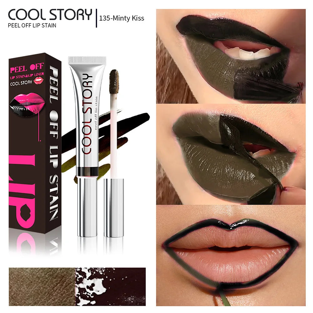 2 in 1 Lip Stain & Lipliner Matte Peel Off Lip Glaze Lipstick Quick Drying Lasting Non Stick Cup Lipliner Red Lip Gloss Makeup