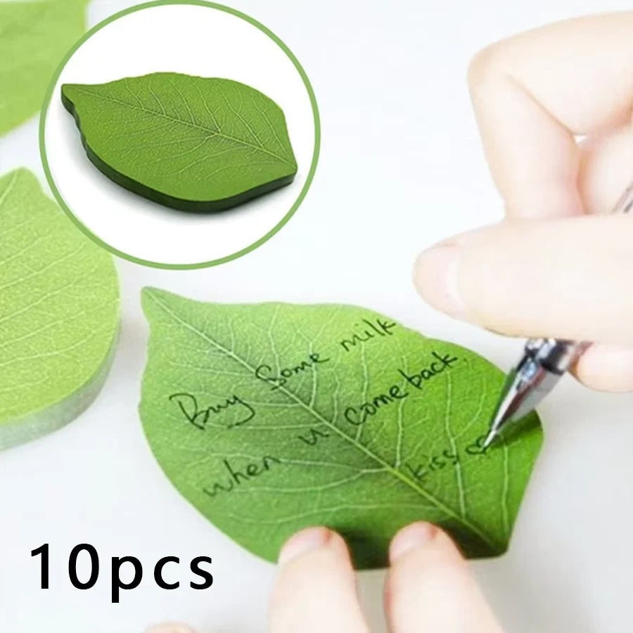 50 Sheets/Pad Creative Green Leaf Shaped Sticky Notepad, Photo Wall Refrigerator Decoration Sticker, Novelty Memo Note Pad for H