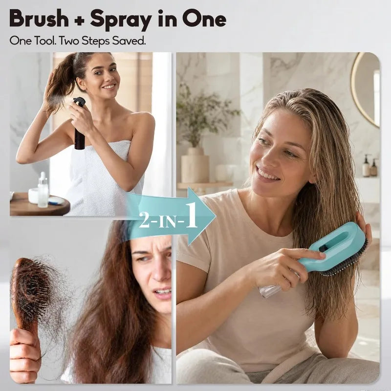 Refillable Spray Hair Comb Anti Static Detangling Brush Eliminate Frizz Tangles Portable Hair Styling Water Spray Brush For All Hair Types