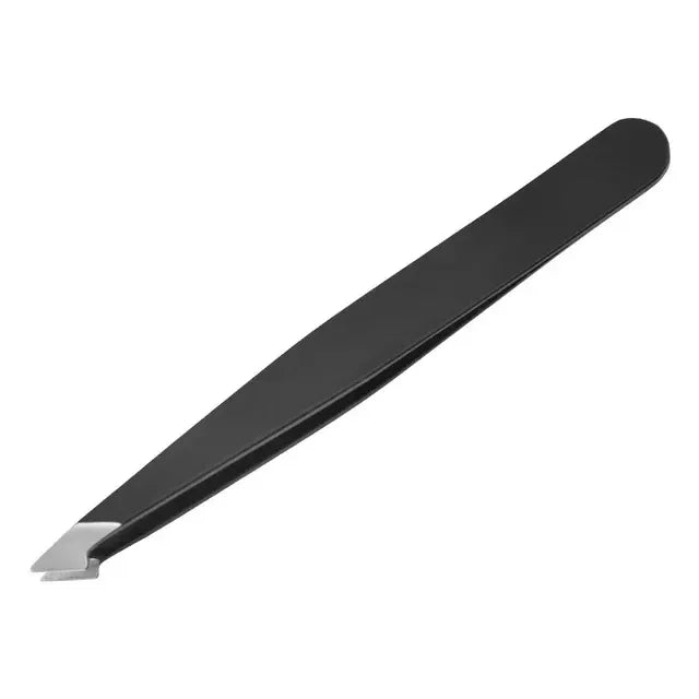 Professional Stainless Steel Precision Tweezer - Slant Tip Hair Plucker for Easy Grooming Brow Clips Removal Makeup Tools