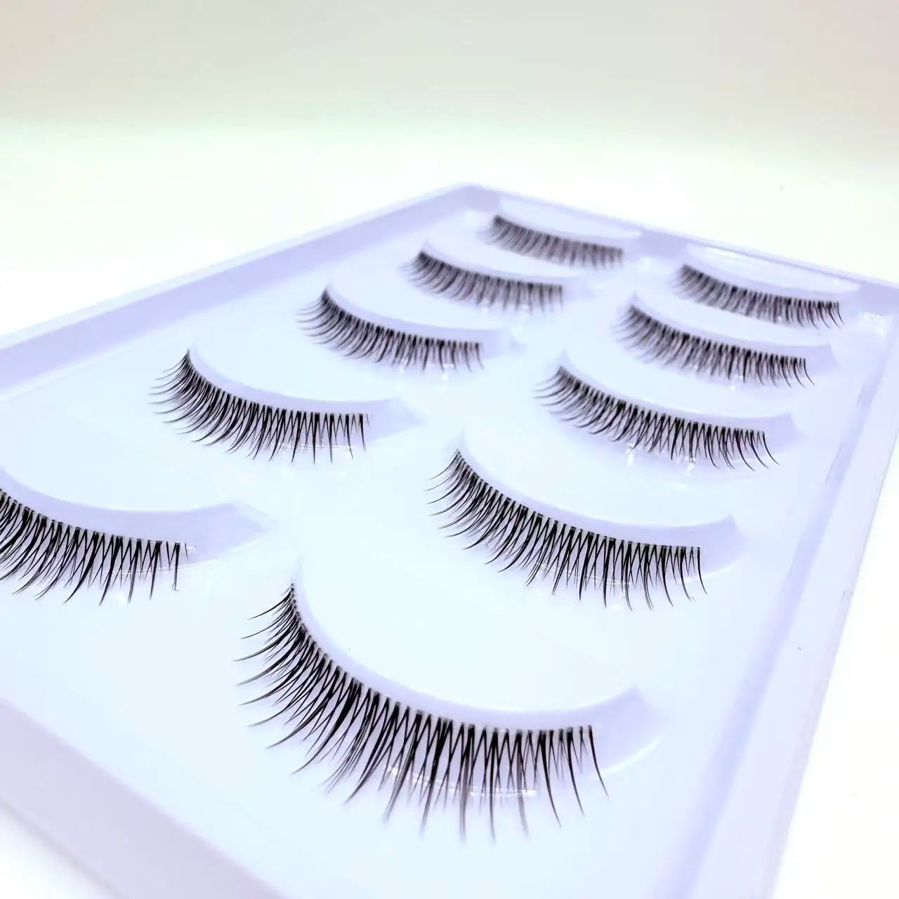 Soft & Natural Eye Enhancement 5 Pairs False Eyelashes  Transparent Stem Soft Natural Strip Lashes