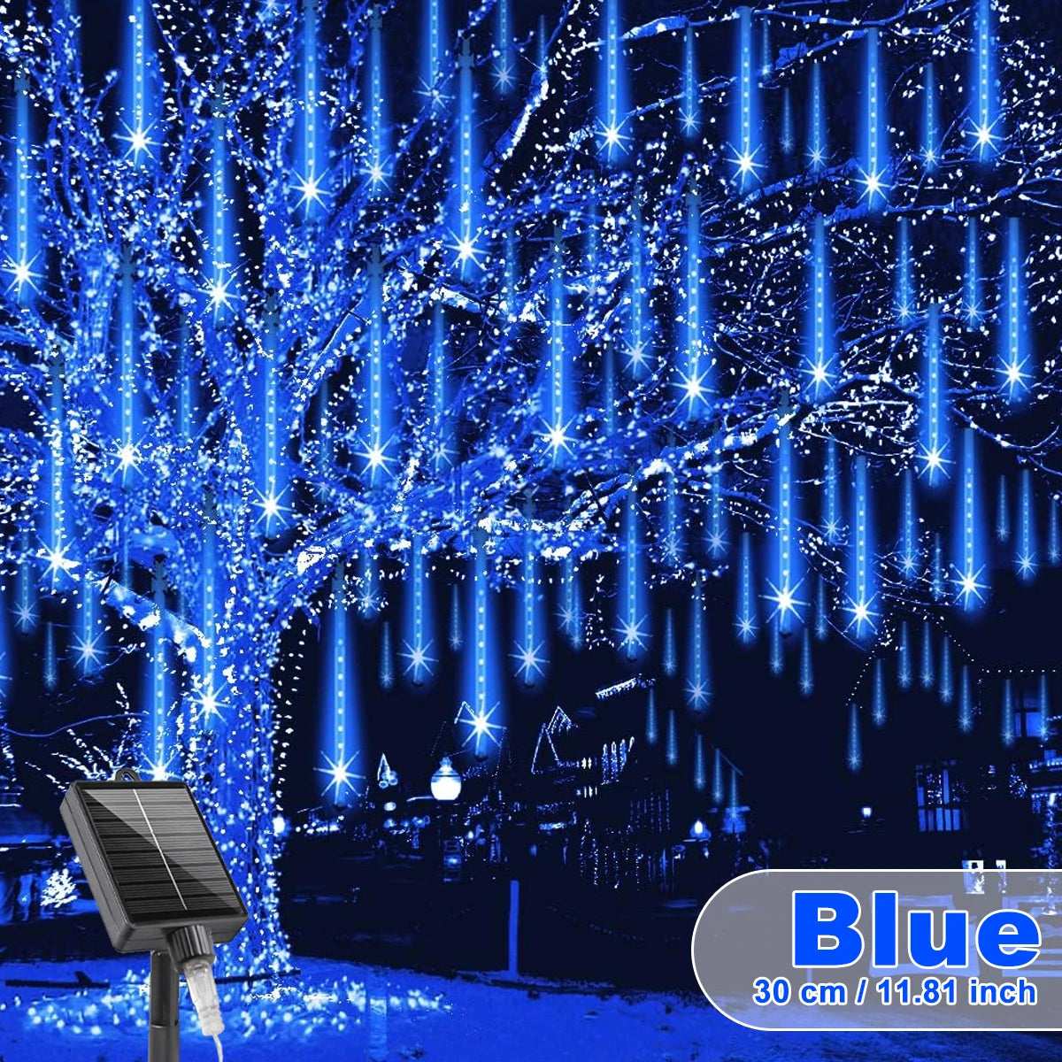 Christmas Lights Outdoor Solar Meteor Shower Lights 8 Tubes Xmas Tree Rain Drop Lights For Holiday Wedding Party Decorations