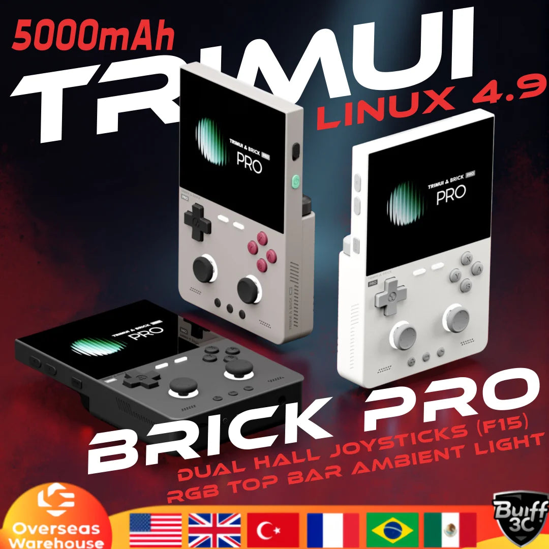 TRIMUI BRICK PRO Handheld Game Console 3.95'' IPS Screen RGB Top Light Dual Hall Joysticks  A133P Linux 4.9 System 5000mAhGifts