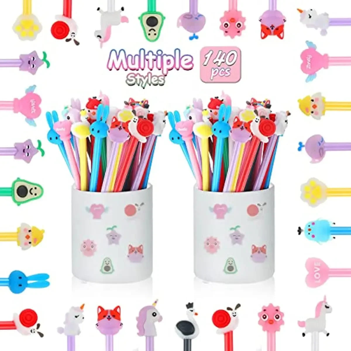 50 Pcs Mixed Gel Ink Pens Black Ink Cool Pens Cute Bulk Assorted Style Novelty Office Supplies Stationery Back to School Season