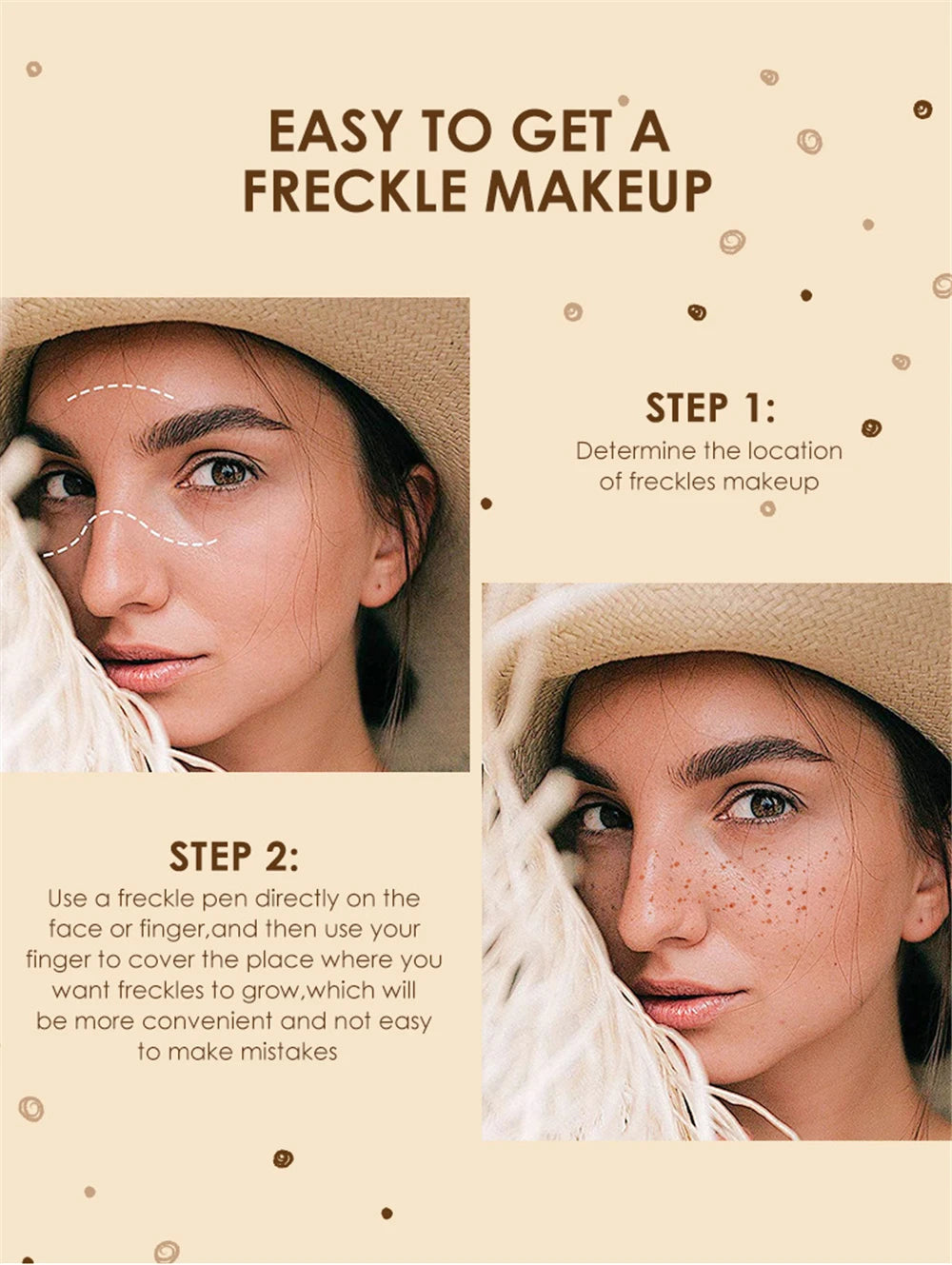 1PC Natural Fake Freckles Pen Waterproof Face Brown Eyeliner Dot Spot Pen Makeup Waterproof Dot Spot Pen Pretend Makeup Tool