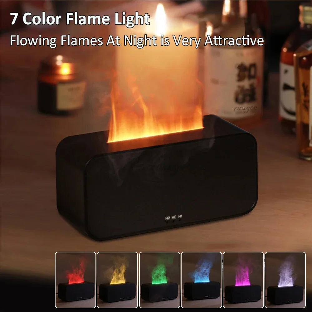 A6 Bedside Cabinet Decor Colorful Flame Humidifier, Sleep Aid, With Timer Mode, 6 Color Variable Essential Oil Diffuser, Ultra Silent Soft Mist Aromatherapy Essential Oil Diffuser, For Home, Bedrooms, Offices