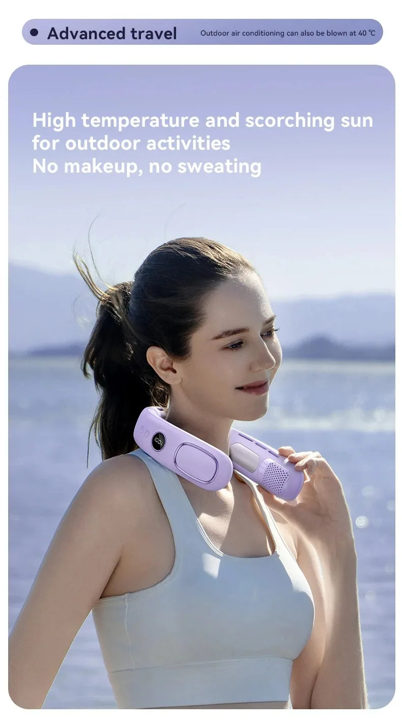 N90 Neck Fan Semiconductor Cooling 5-Speed Bladeless Wearable Fan USB Rechargeable Portable Outdoor Travel Camping