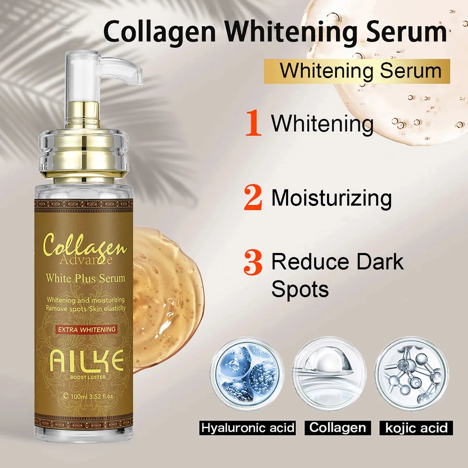 AILKE Whitening Skin Care Kit With Collagen, Natural Carotene, Moisturize, Reduce Dark Spots, Lightening, For All Skin Types