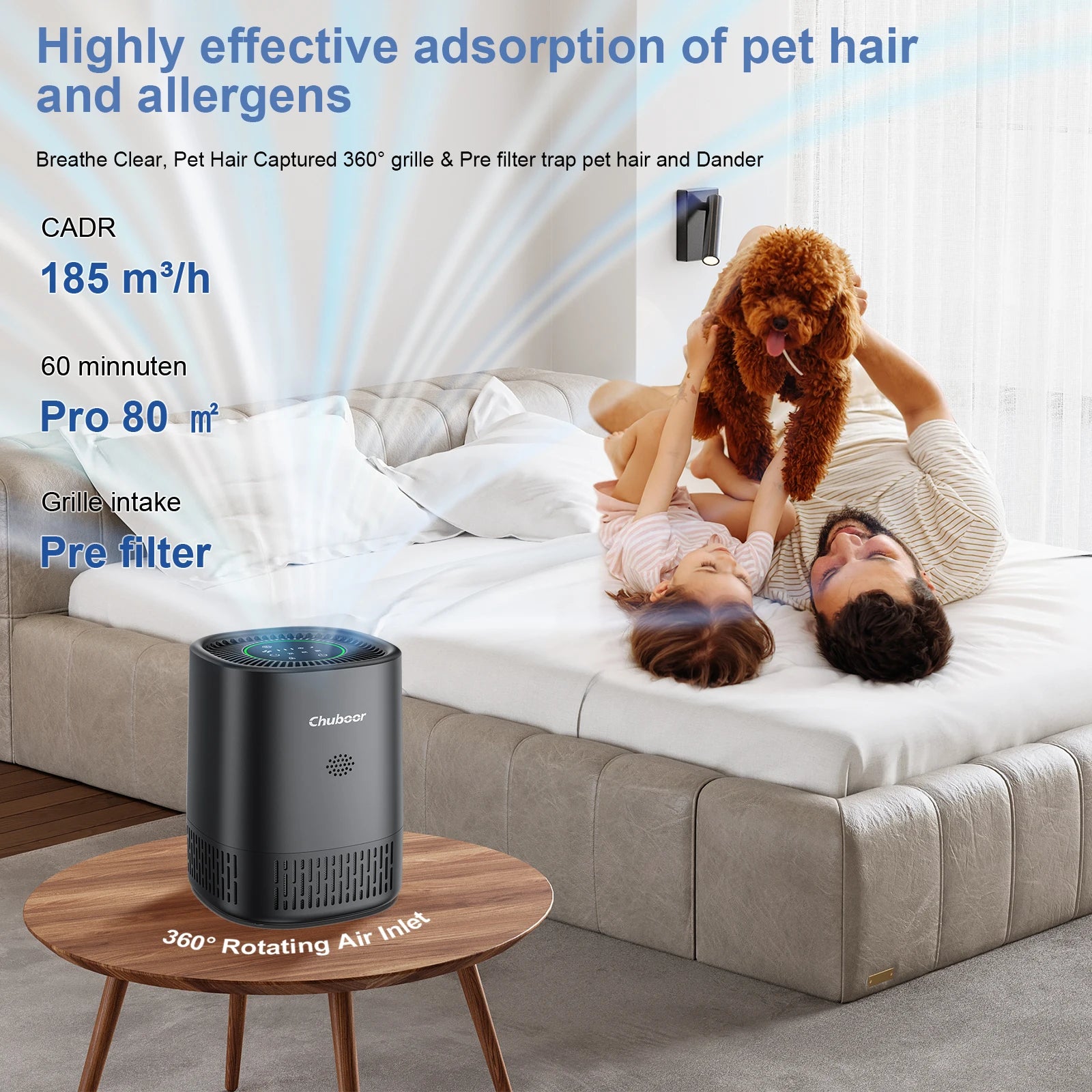 Chuboor Air Purifiers for Bedroom Home ,Filter Cleaner with Sponge Filters Smoke Allergies Pet Dander Odor Dust, Office, Desktop