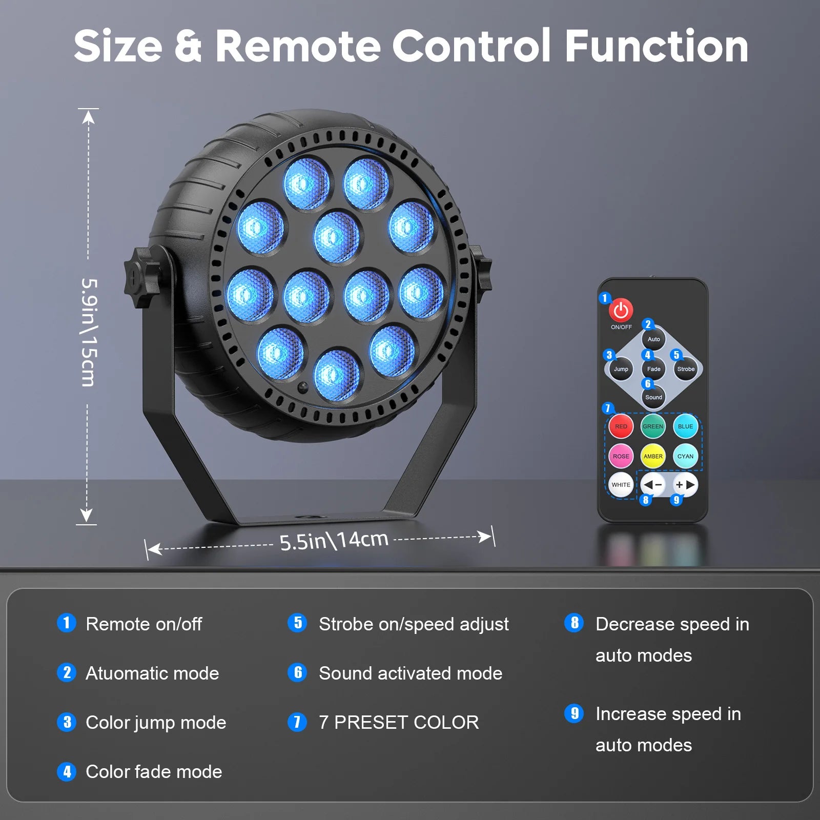 Somspot Mini 4/8PCS LED RGB Par Lights Remote & DMX Control Stage Light Effect Projector for Church Wedding Party Club Music Liv