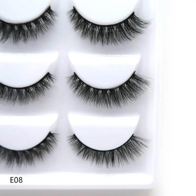 New 5Pairs Handmade 3d Mink Lashes Short False Eyelashes Cross Messy Dense Natural Eye Lashes Stage Makeup False Eyelashes E08