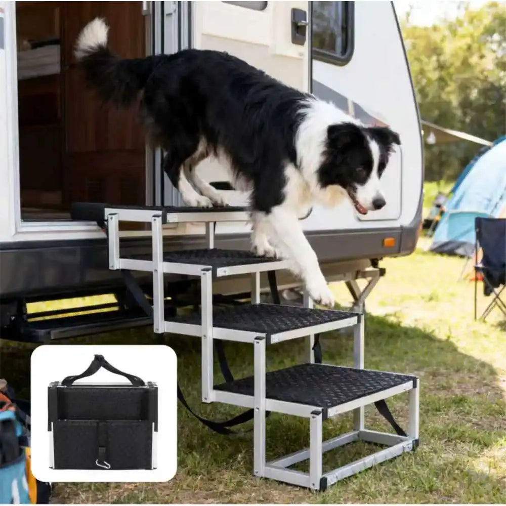 Foldable Dog Ramp Portable Pet Stairs Non Slip Reinforced Structure 250lbs Load Bearing for Large Dog Car SUV Truck Travel