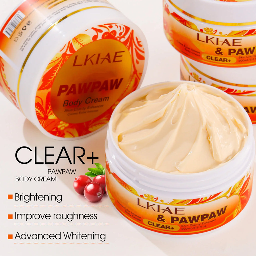LKIAE Pawpaw Lightening Body Cream, With Carrot Oil, Deeply Moisturizing, Smooth Skin, Anti Dark Spots, Hyperpigmentation, 200ml