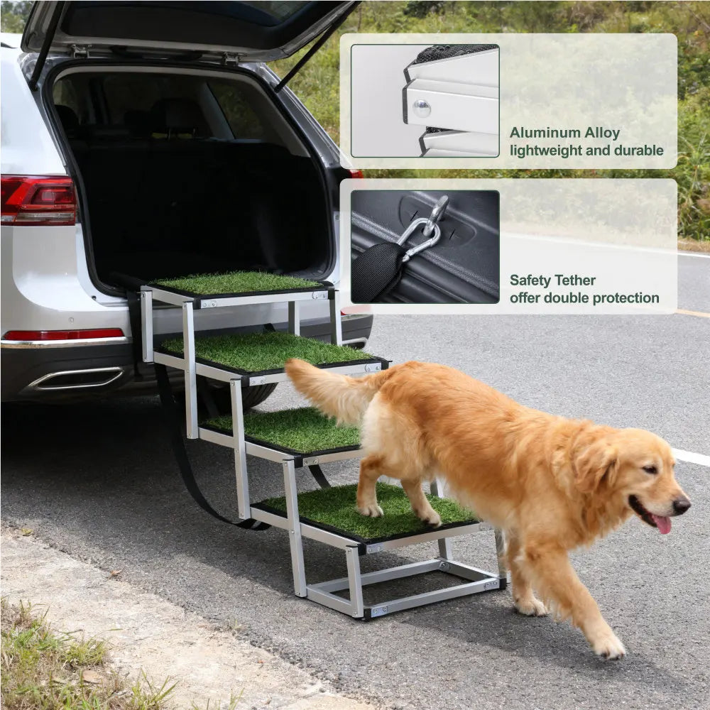 Foldable Dog Ramp Portable Pet Stairs Non Slip Reinforced Structure 250lbs Load Bearing for Large Dog Car SUV Truck Travel
