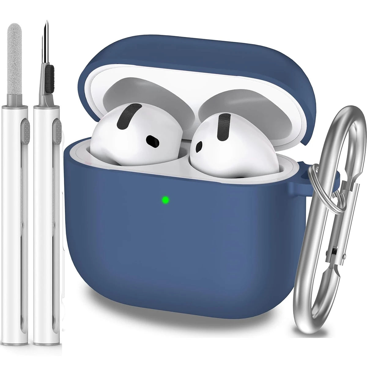for AirPods 4th Generation Case Cover 2024, Military Grade Soft Silicone Shock-Absorbing for AirPods 4 Case with Keychain & Clea