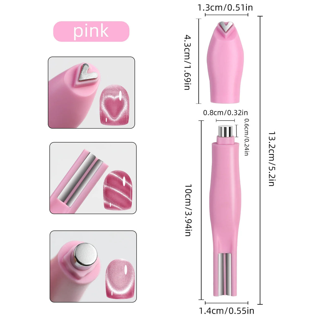 Multi Shape 3 In 1 Cat Eye Magnet Pen Heart Moon Snake French Double Line 1Pc For Magnetic Gel Professional Salon DIY Nail Art Supply