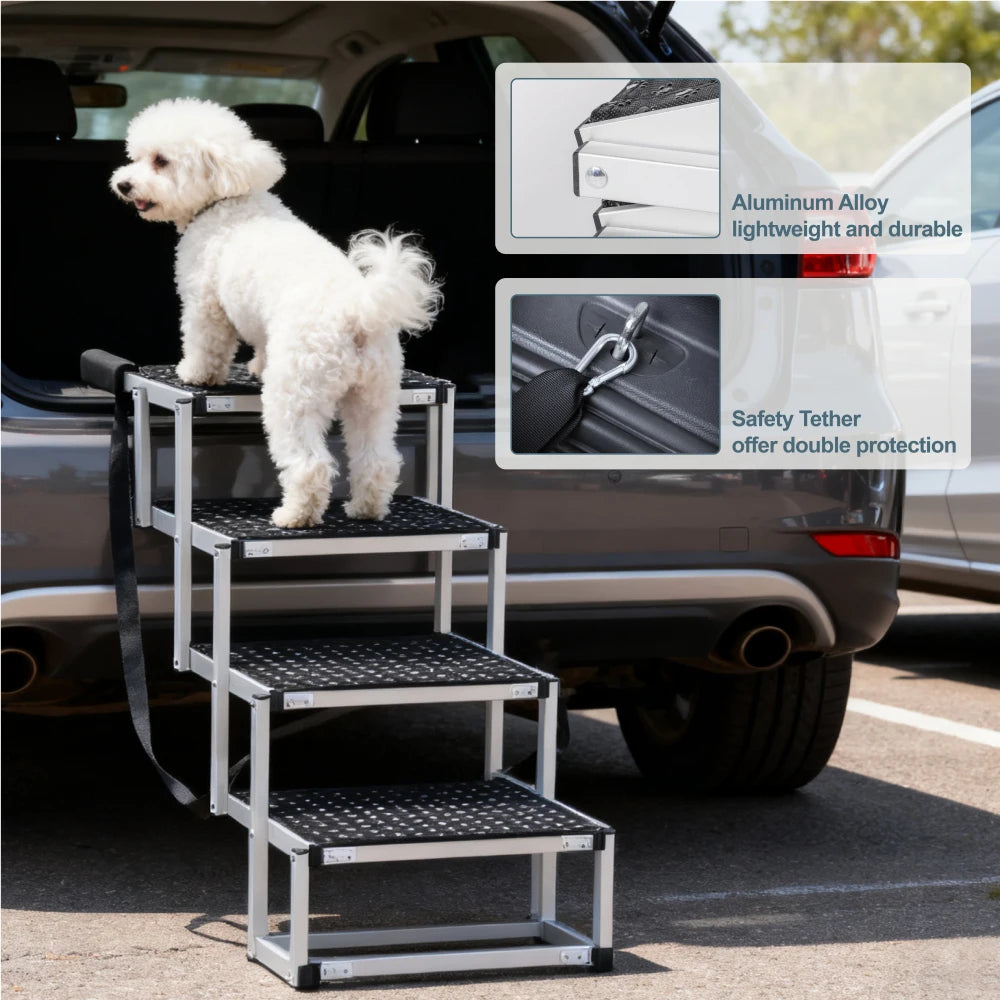 Foldable Dog Ramp Portable Pet Stairs Non Slip Reinforced Structure 250lbs Load Bearing for Large Dog Car SUV Truck Travel