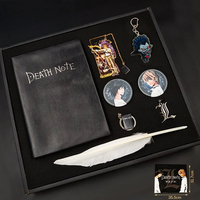 Death Note Notebook Gift Set (8PCS) with Feather Pen Birthday Gifts for Cosplay & Anime Lovers Used As A Diary and Notebook